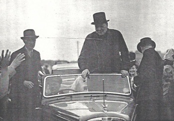 winston churchill people car crowd black and white