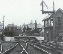 houses train tracks black and white