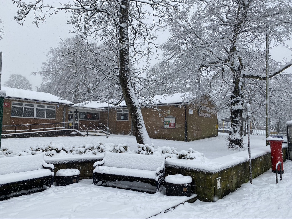 Gildersome meeting hall covered in snow