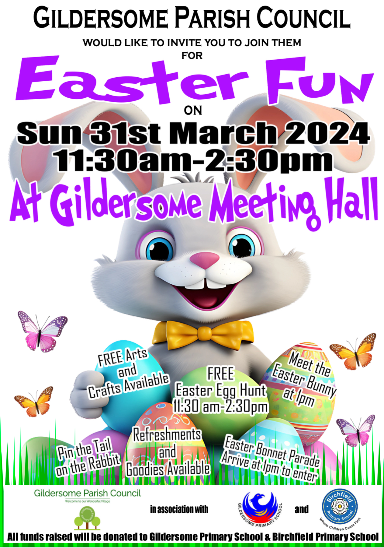 Easter Bunny Egg Hunt Sunday 31st March Gildersome Meeting Hall 11.30am - 2.30pm