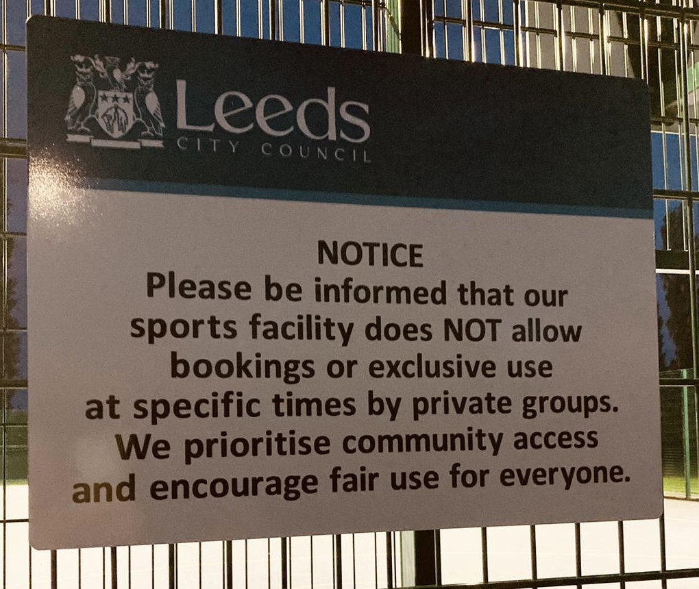 Leeds City Council Notice Please be informed that our sports facility does NOT allow bookings or exclusive use at specific time by private groups. We prioritise community access and encourage fair use for everyone.