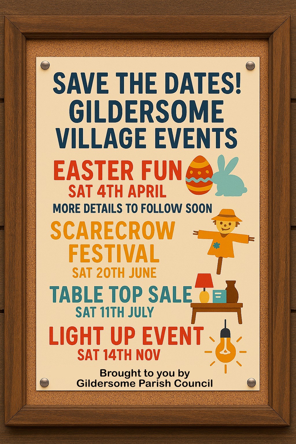 An image of the dates for village events this year. 